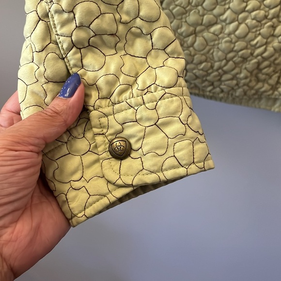 Ariat Embroidered Chartreuse Jacket Green Yellow with Brown Stitching Size M - Picture 3 of 13